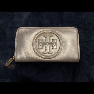 Tory Burch gold leather wallet